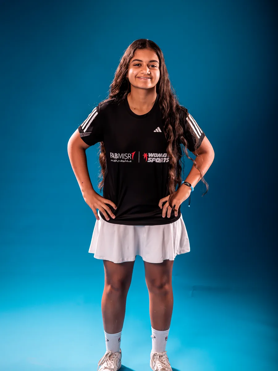 Young athlete in the Women in Sports shirt, hands on hips