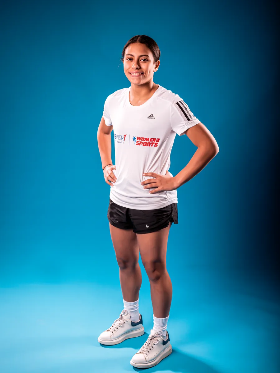 Young athlete in the Women in Sports shirt